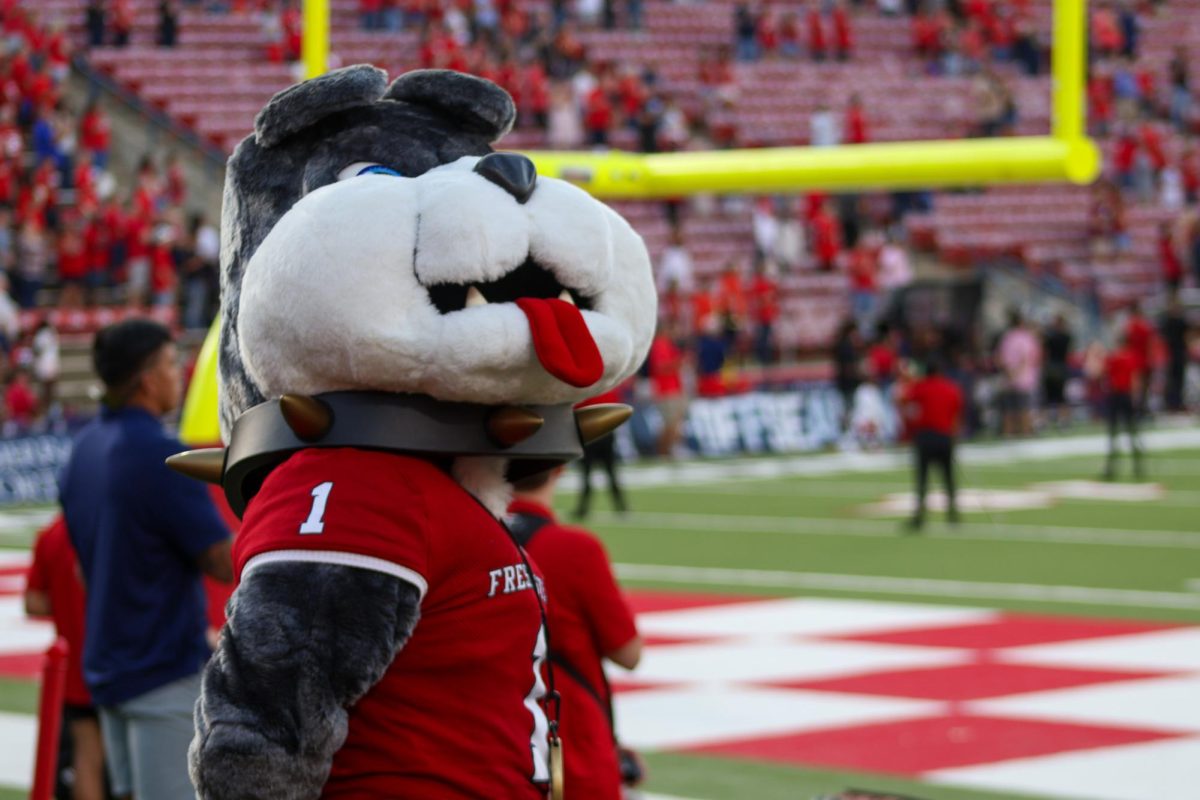 TimeOut looks up at the crowd at Valley Children's Stadium on Sept. 13