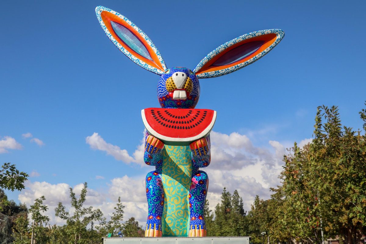 The Rabbit statue for Figuras Monumentales art exhibit at Fresno State on Oct. 22.