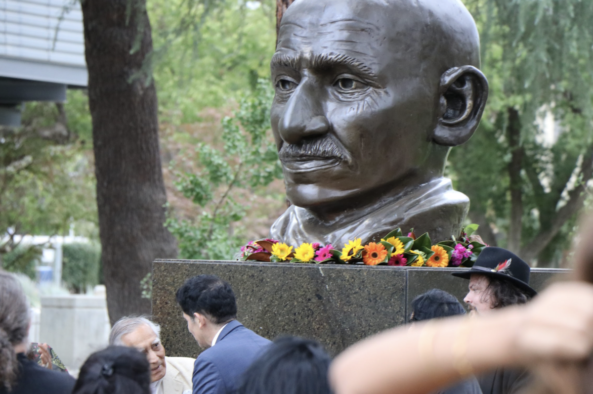 The Gandhi statue in the Peace Garden on Oct. 2, 2025.