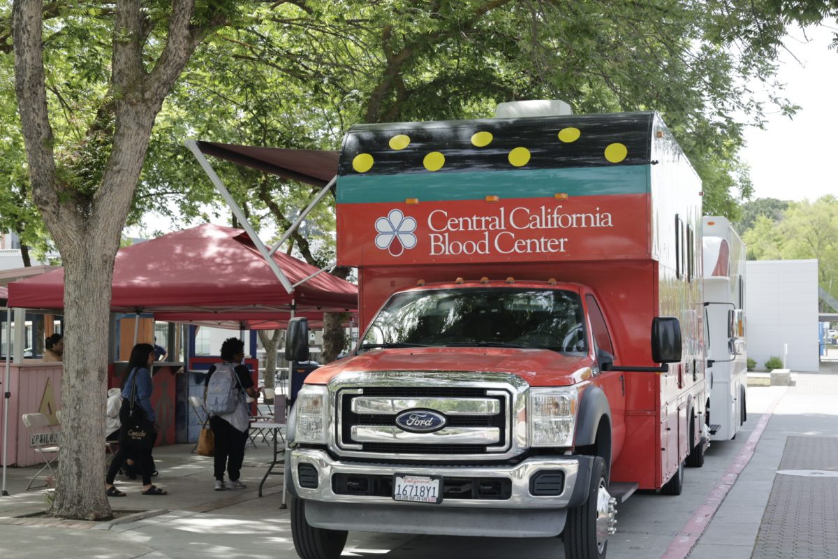 A Central California Blood Center truck at Fresno State in April 2025.