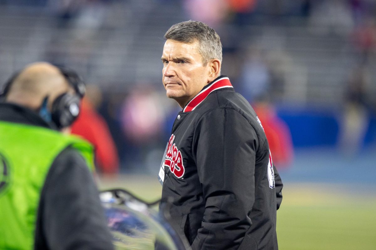 Fresno State's Athletic Director Garrett Klassy stands on the sidelines of CEFCU Stadium while the Bulldogs battle the San Jose State Spartans on Nov. 29.