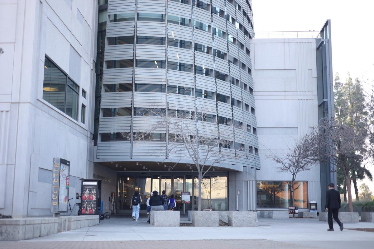 The entrance of the Fresno State Library on Jan. 16.