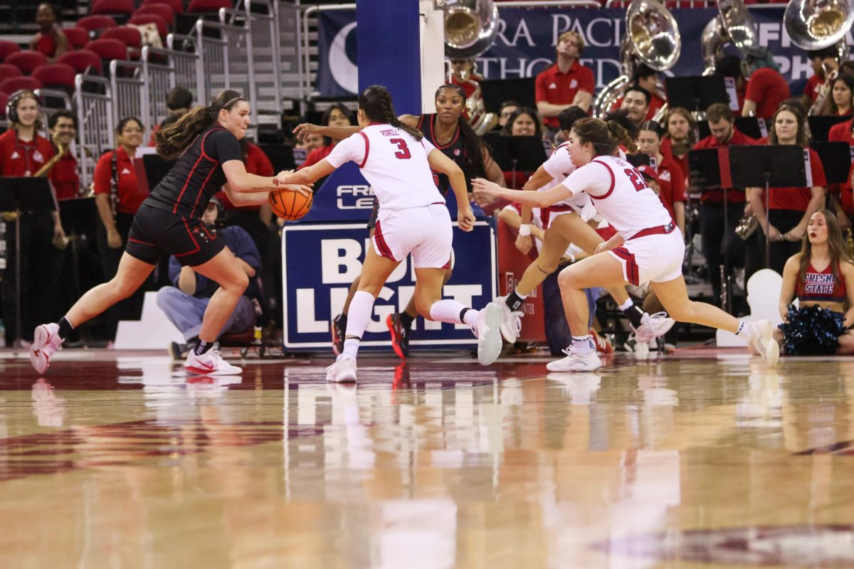 The Fresno State women's basketball team takes on the University of Nevada, Las Vegas Rebels at the Save Mart Center on Feb. 28.