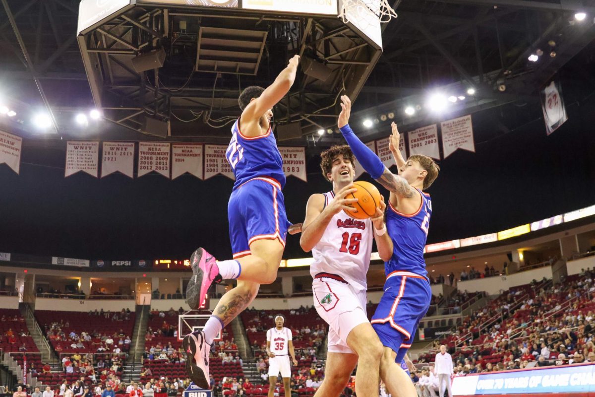 Wilson Jacques attempts a layup on Feb. 28 against the Boise State Broncos at the Save Mart Center.