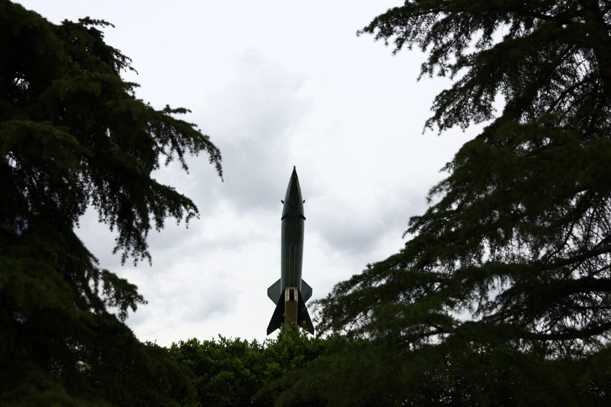 An Iranian missile is displayed in a park, amid the U.S.-Israeli conflict with Iran, in Tehran, Iran, March 26, 2026. Majid Asgaripour/WANA (West Asia News Agency) via REUTERS