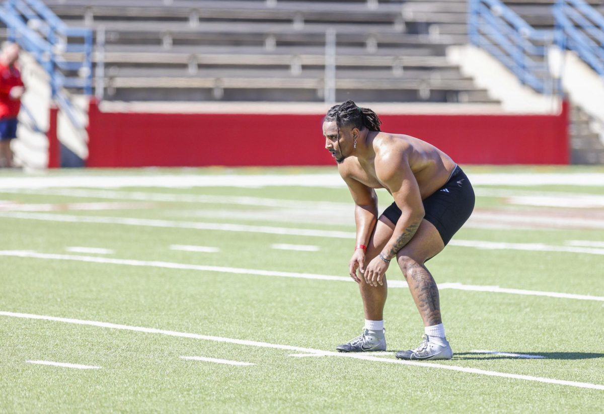 Defensive end Korey Foreman stands ready for the next drill during Fresno State's Pro Day on March 9 at Valley Children's Stadium. Foreman, along with five other Bulldogs, were signed or invited to NFL minicamps; no Bulldogs were selected in the draft.