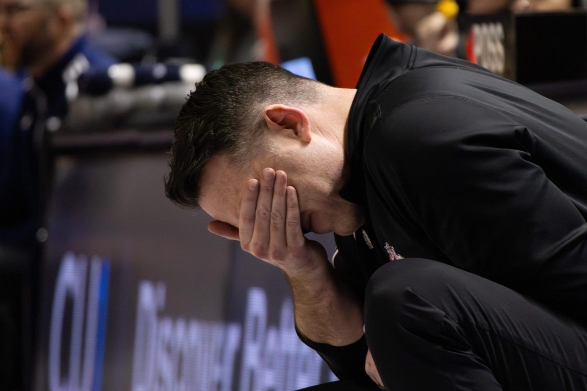 Ryan McCarthy's sideline reaction during his team's Mountain West Tournament run.