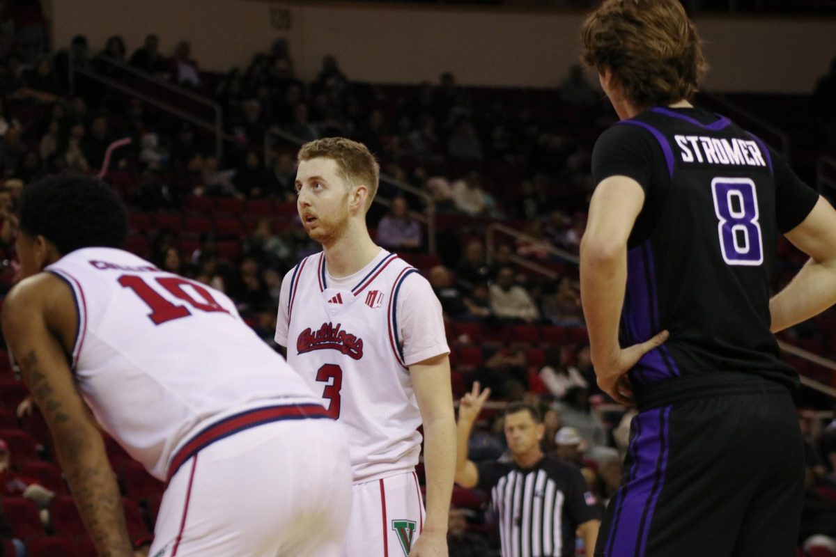 Senior Jake Heidbreder eyes the basket while at the free throw line during a game against Grand Canyon University at the Save Mart Center on Jan. 24. 