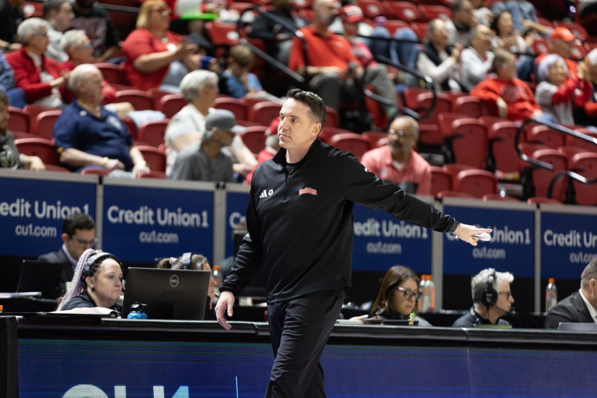 Ryan McCarthy's sideline reaction during his team's Mountain West Tournament run.