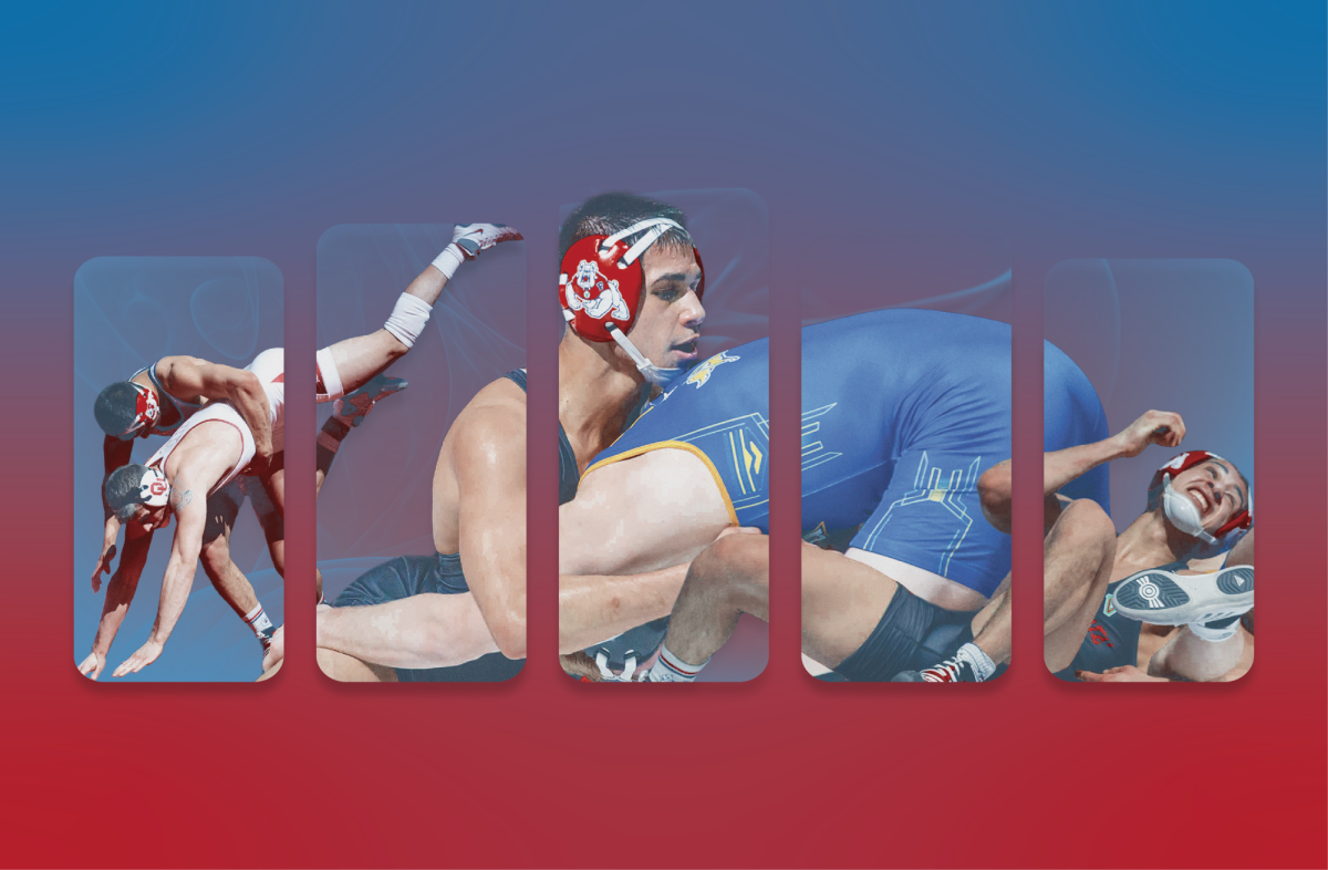 Fresno State’s Jacob Wright wrestling at the Save Mart Center on Jan. 20, 2019. - Jose Romo Jr./The Collegian