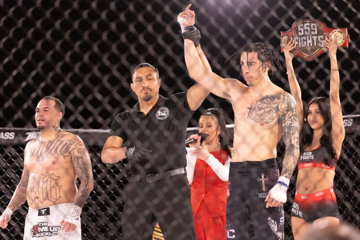 Israel Aldama after winning the 559 Fights Lightweight championship on February 13.