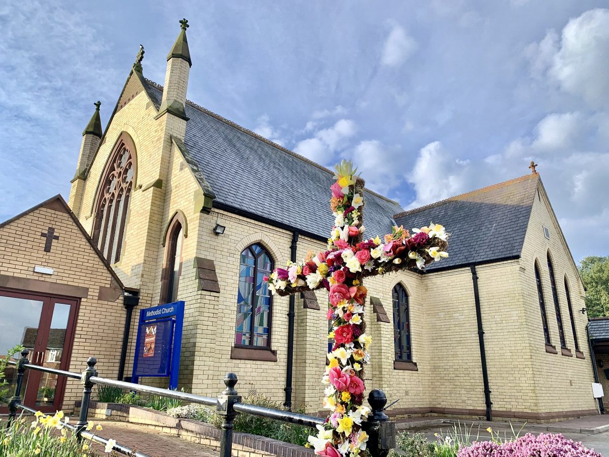 Frodsham Methodist Church decorated for Easter 2020.