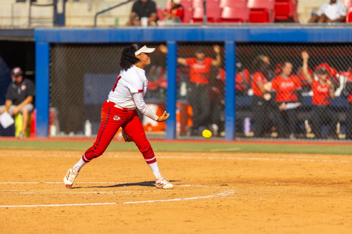 Fresno State softball pitcher Alyssa Ramirez pitches from the circle on March 28 against the University of Nevada, Las Vegas at Margie Wright Diamond. Ramirez, along with two other Bulldogs, were named to All-Mountain West Conference teams for the 2026 season.