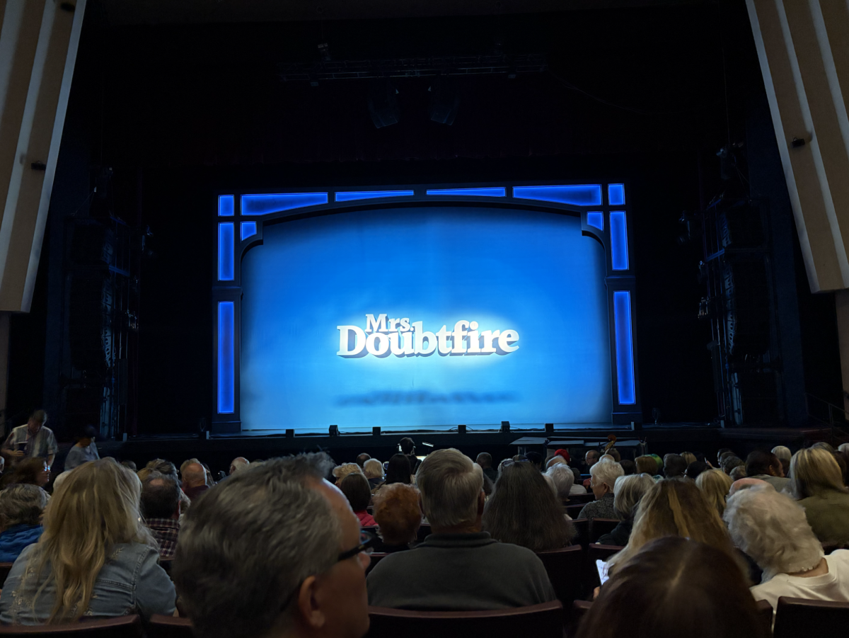 Audience members wait for the showing of "Mrs. Doubtfire" to begin at the William Saroyan Theatre on May 26.